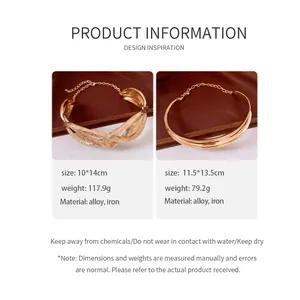Details of irregular gold metal pleated necklaces with size and weight parameters