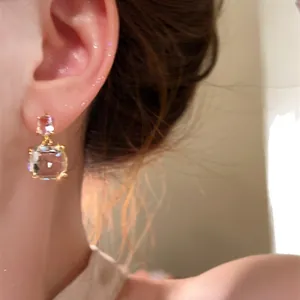 Eleganti orecchini in argento placcato oro 18 carati con cristalli di zirconia