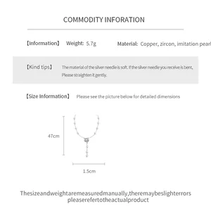 Detailed specifications for vintage pearl and zircon flower necklace with 47cm chain length