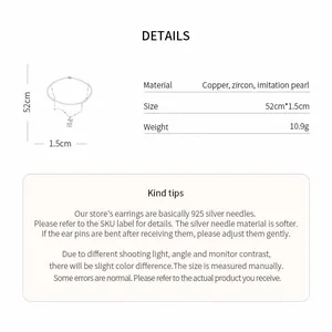 Vista detallada del collar de perlas de doble capa con especificaciones y dimensiones