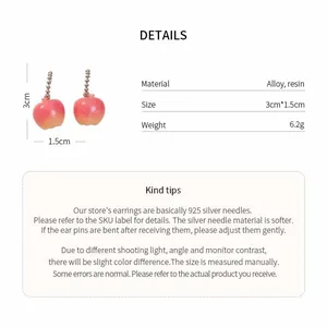 Informations détaillées sur les matériaux et dimensions des boucles d'oreilles pomme