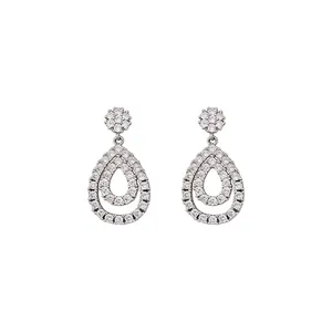 Elegant 18K white gold plated teardrop earrings with sparkling cubic zirconia stones