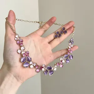 Minimalist Alloy Flower Pendant Necklace Stud Earrings Sweet Floral Light Luxury Korean Style Women Jewelry Accessories