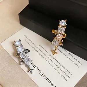 Elegant zircon star ear cuffs for non-pierced ears in gold and silver color finishes