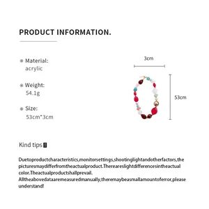 Detailed dimensions and weight for the Bohemian irregular resin beaded necklace