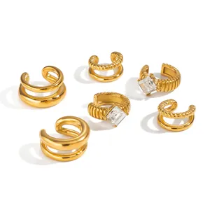 Set di orecchini a clip in acciaio inossidabile placcato oro 18 carati stile vintage