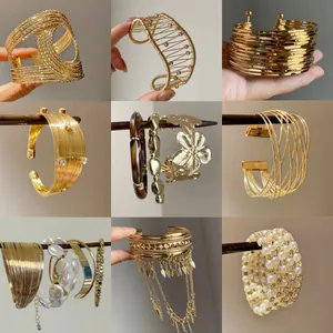 European Metal Cross Hollow Open Bracelet For Women Elegant Gold Silver Plated Geometric Cuff Bangle Jewelry Gift Accessories