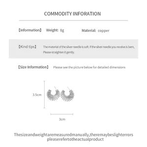 Detail showing dimensions and material of silver-tone textured C-shaped hoop earrings.