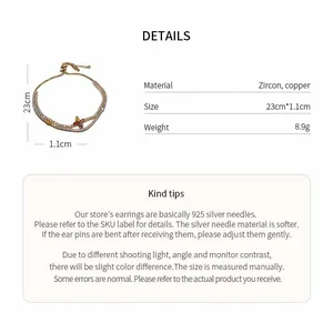 Detailed product specs of the sparkling zircon flower snake bracelet with dimensions