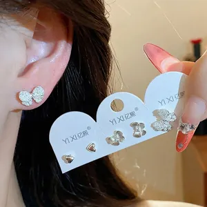 Französischer Stil Schmetterling Herz Zirkonia Künstliche Perle Ohrstecker Set Für Damen 925 Sterling Silber Ohrstecker-Stift Eleganter Leichter Luxusschmuck