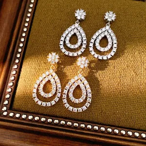 Gold Silber Vergoldet Wassertropfen Ohrstecker Mit 925 Sterlingsilber Stift Zirkonia Mode Luxus Schmuck Damen