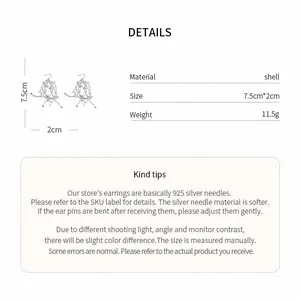 Detail view of shell ear hooks with size dimensions and material specifications info