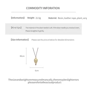 Fiche technique du collier fleur en acrylique avec dimensions et informations de poids