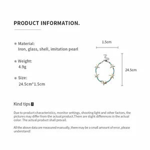 Product details showing size and materials for beach style shell and starfish bracelet