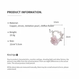 Données complètes sur le bracelet multicouche en perles avec détails fleurs chiffon