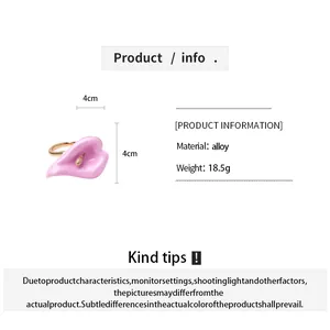 Detalles del producto para un anillo de flor esmaltado rosa en aleación y 4 cm