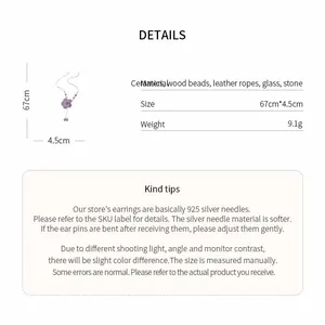 Detailed specifications for purple flower beaded necklace with 67cm length and 9.1g weight
