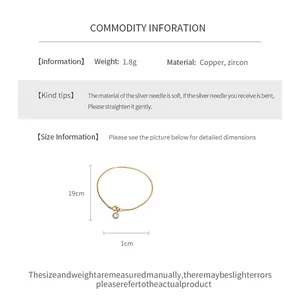 Detailansicht eines 18k vergoldeten runden Zirkon-Armbands mit Produktabmessungen