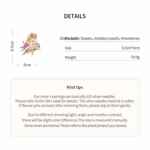 Detailed view of beach shell hair clip with size specs and material list