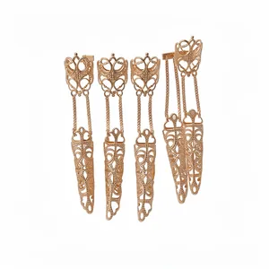 Set of 5 rose gold Gothic hollow finger sleeve rings with intricate lace design