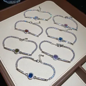 Elegant sparkling vintage-style zircon round bracelets with multi-color gems for women.