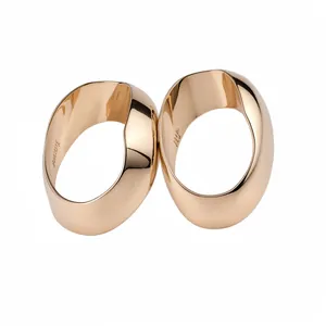 Minimalist geometric hollow round stud earrings in high-shine gold finish for women