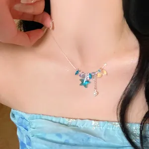 Elegante collana di perle a stella marina blu per vacanze al mare gioiello estivo da donna