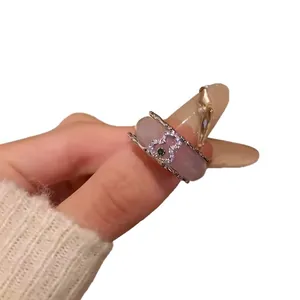 Eleganter Achatring im neuen chinesischen Stil mit Strass-Hulu-Design für Damen, schicker Schmuck