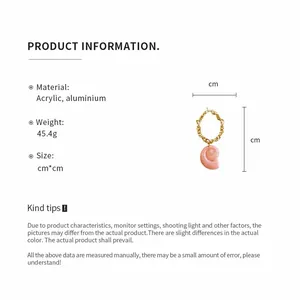 Product information for acrylic conch pendant necklace with material and size details