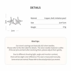 Detailed view of starfish pearl earrings with dimensions, weight and material specifications