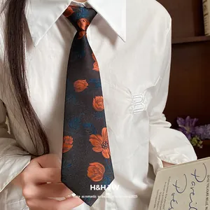 Handmade Embroidered Flower Tie Style Cloth Necklace Vintage Individual Design Choker For Women Ethnic Floral Fabric Neck Jewelry