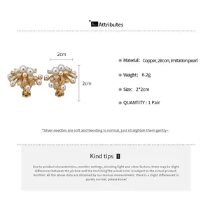 Detailed specifications of firework clip-on earrings with pearls and zircon stones
