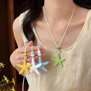 Collana Con Pendente a Stella Marina in Resina Estate Spiaggia Vacanza Stile Dopamina Perline Gioielli Donna