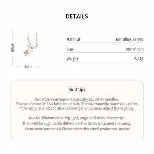 Detailed specifications for flower water drop pendant necklace with size and weight info.
