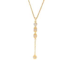 Elegante collar en Y dorado con estrella de circón y dijes geométricos brillantes