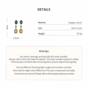 Detailed size and weight specifications for these retro zircon teardrop tassel earrings.
