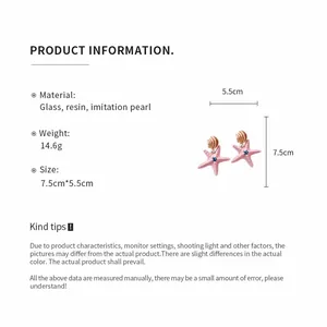Detailed product info for pink starfish hair clips with shell and pearl accents