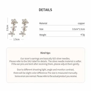 Detailed size and material specifications for hollow flower earrings with product tips
