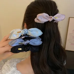 Barrettes à cheveux élégantes en satin avec nœud en plusieurs couleurs pour accessoires femmes