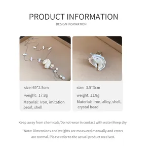 Specification for shell necklace and ring set with dimensions and materials information