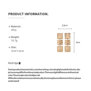 Detailed product specifications and dimensions for vintage textured gold square earrings