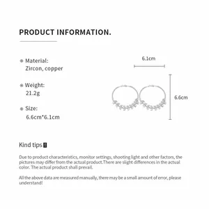 Detailed product specification for zircon wheat ear hoop earrings with size and weight