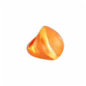 Elegant orange pearlescent resin fan-shaped statement ring with a vintage artistic feel