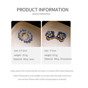 Detailed view of vintage-style flower earrings with size and material specifications