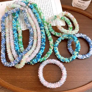 Parure Collier et Bracelet Magnétique en Perles de Cristal Bohème Chaîne de Clavicule Multicouche Géométrique Bijoux Femme Cadeau