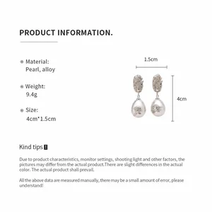 Detailed specifications for vintage floral pearl earrings with silver finish.