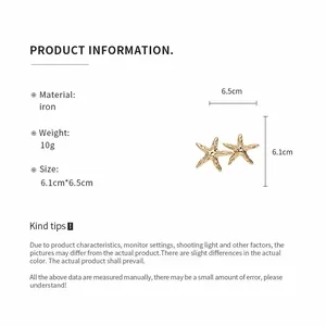 Produktdaten der goldenen Seestern-Ohrringe: 6,1 x 6,5 cm, Eisenmaterial, 10 g Gewicht