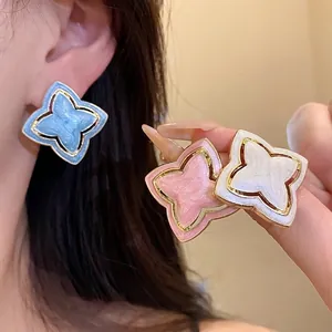 Vintage Palace Style Alloy Starburst Flower Stud Earrings With Silver Earring Post Drip Oil Enamel Retro Jewelry For Women