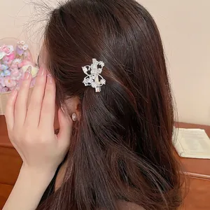 Elegante molletta per capelli a farfalla stile coreano con fiori in zirconia sul modello