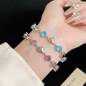 Fashion Zirconia Heart Bracelet Minimalist Copper Inlaid Zircon Luxury Women Exquisite Hand Jewelry Adjustable Charm Bangle